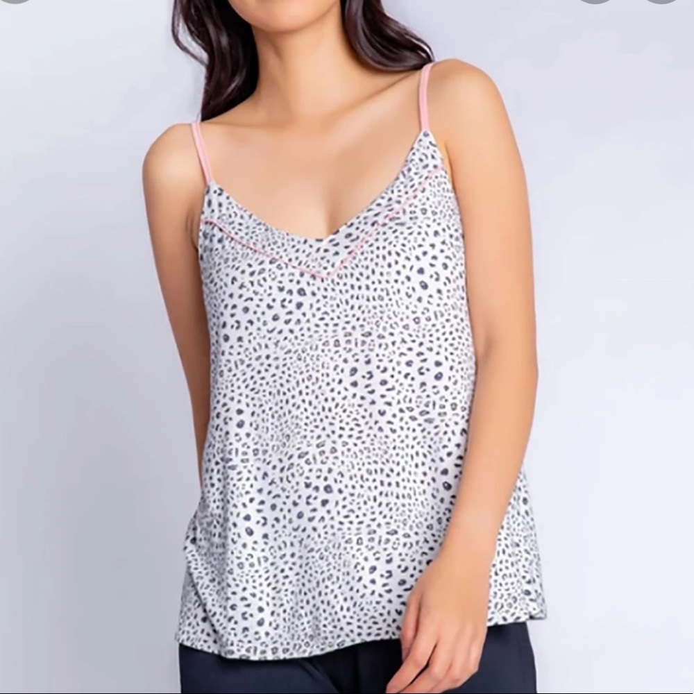 P.J. Salvage Oatmeal Animal Print Top